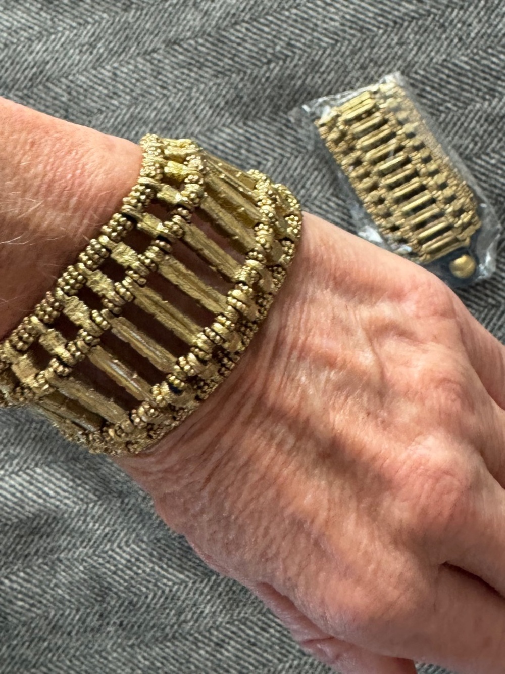 NWT, ROOST, WOVEN METALLIC BRACELET WITH BALL CLOSURE